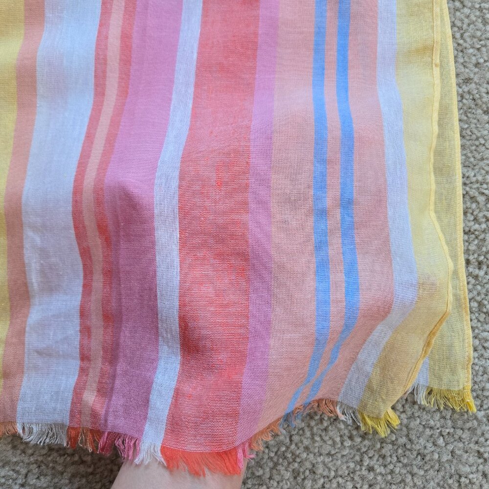 NWOT Talbots Linen Blend Summer Stripe Scarf - Picture 4 of 9